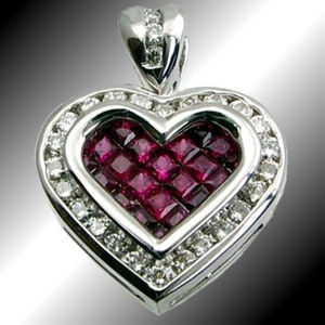 Diamond Ruby Heart Pendant .51TDW 1.05Ruby 18KT